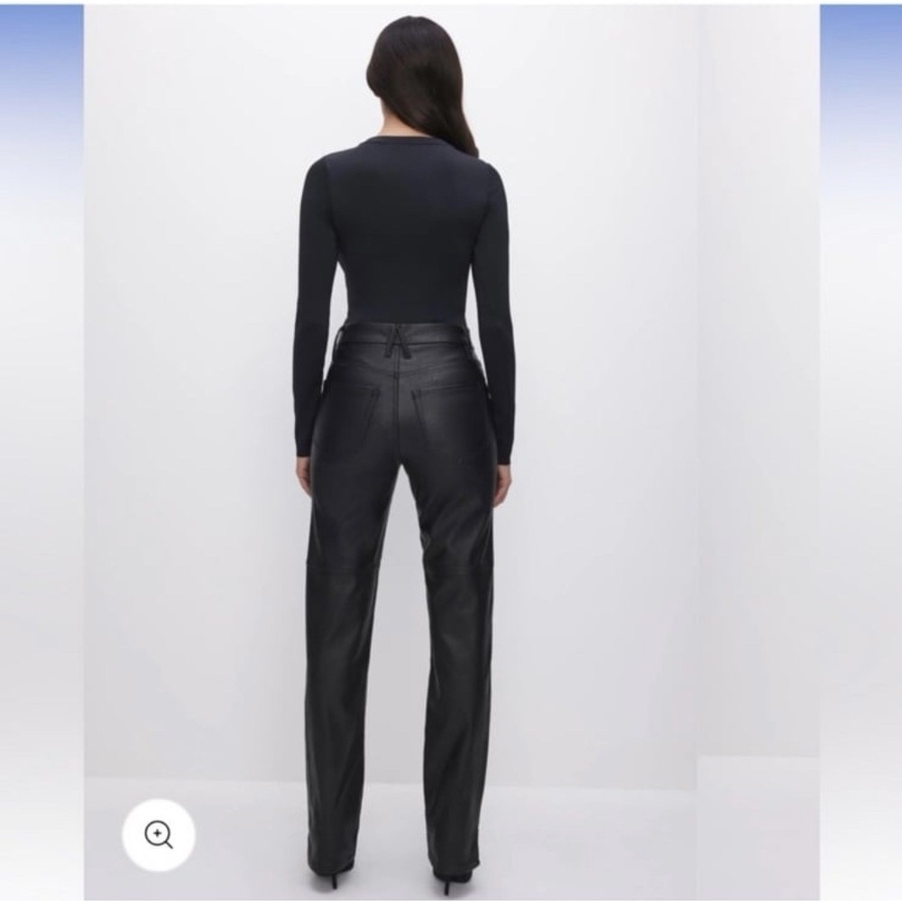 Good American Good Boy Bootcut Faux Leather Pants Black Women 2 26 holiday NYE - Picture 3 of 7